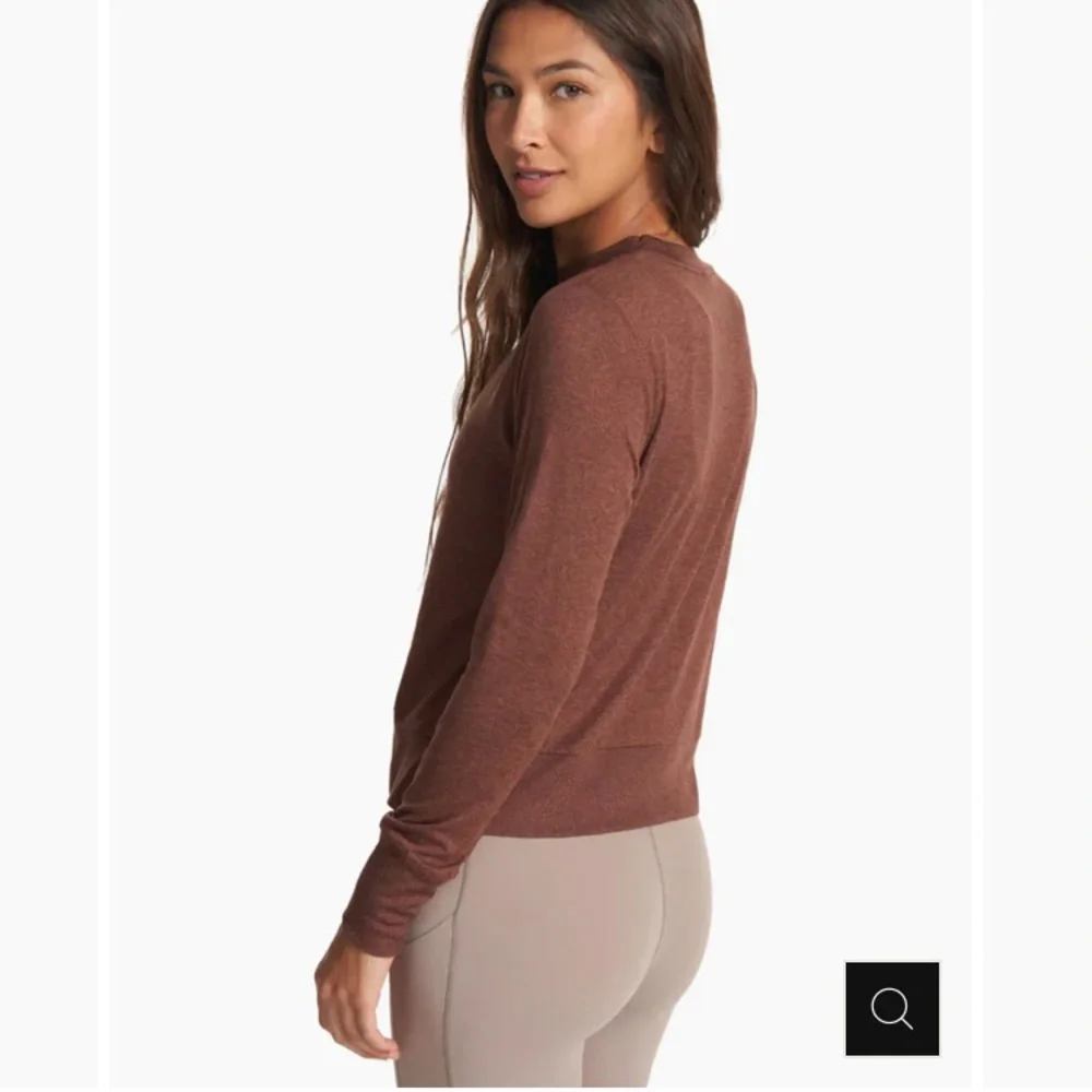 Vuori Daydream Brown Crew Neck Long Sleeve Tee in Mulberry Heather, Sz XS - Picture 11 of 14